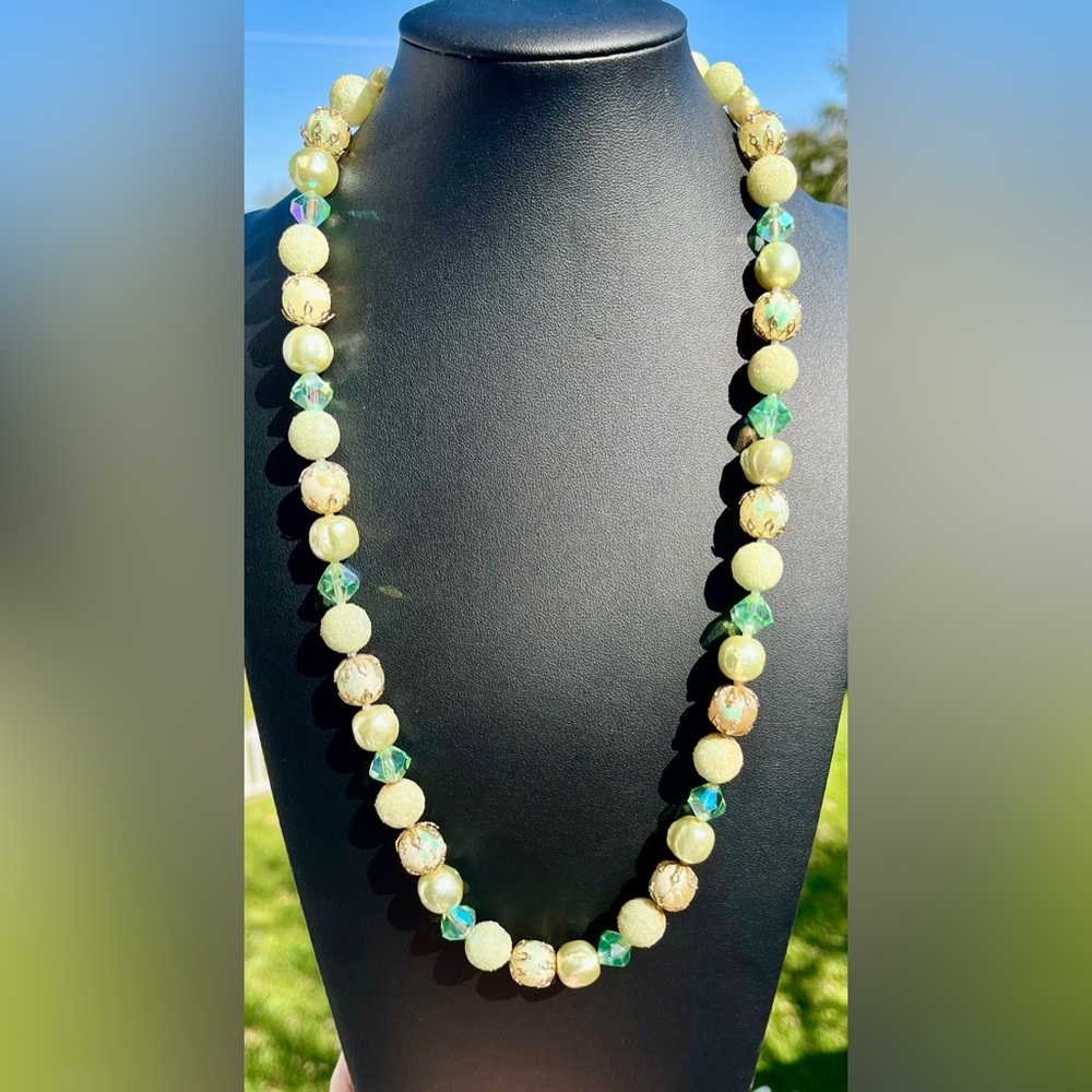 Vintage Japan Beaded Necklace including sugar textured beads